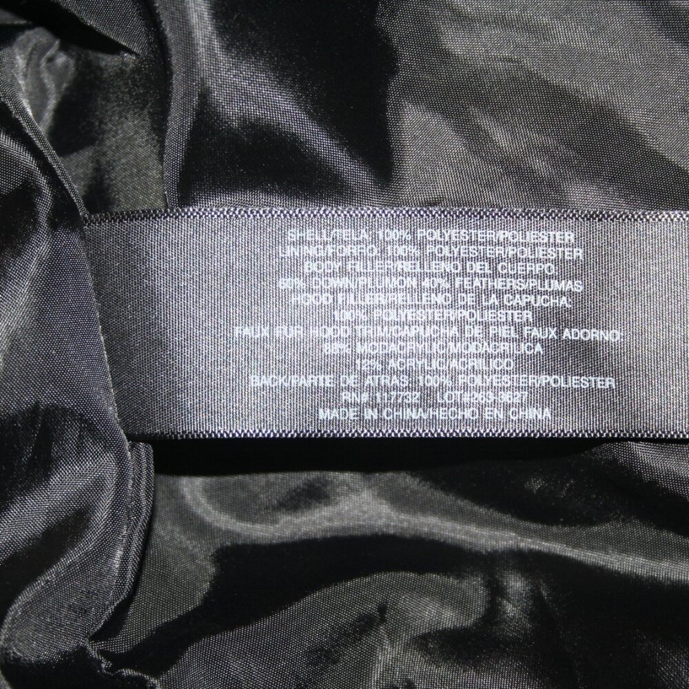 A.N.A Purple XL Down Puffer Faux Fur Trim Hood Zip Snap Jacket Coat Belt Winter - Picture 11 of 12